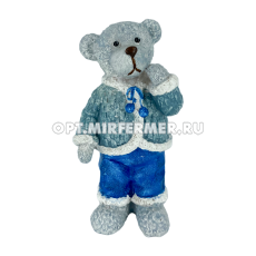 Фигурка декоративная Медведь синий, L7 W5,5 H14 см, ПОЛИСТОУН