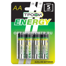 Батарейки Трофи LR6-4BL ENERGY Алкалиновые АА блистер 4 шт