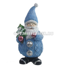 Фигурка декоративная Дед Мороз с елочкой, голубой, L7 W6 H16,5 см