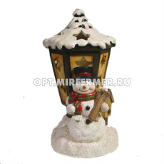 Фигурка декоративная Снеговик и фонарь с подсветкой L9.5W10H19.5