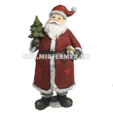 Фигурка декоративная Дед Мороз с елкой и подарками L11 W10 H21 см (ПОЛИСТОУН)
