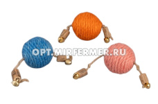 Игрушка сизаль Мячик джутовый d=5см с мататаби и колокол арт.2026-1335 1/1/ЧД