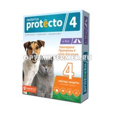 ВетА Капли д/кошек и собак Protecto(Протекто) 4 от блох и клещей 4-10кг 2 пипетки 1/20
