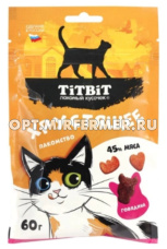 Лакомства д/кошек Хрустящий снек с говядиной 60г Тит Бит 2/14