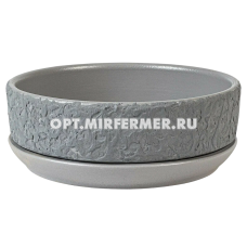 Лофт 4 горшок с поддоном, 1л, d18, h6,5см, бонсай, серый