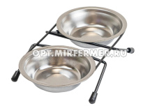 Подставка напольная 2*0,1л Эко нерж.миски 1/1