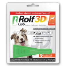 ВетА Капли д/собак RolfClub 3D (Рольф Клуб) 10-20кг п/блох,клещей пипетка 1,5мл 1//60