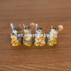 Фигурка декоративная Мышка с сыром h4см