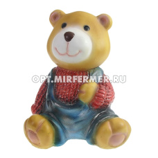 Фигурка декоративная Медвежонок в красном свитере, L10 W11 H14 см, ПОЛИСТОУН