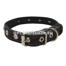 Ошейник кожаный 25мм безразмерн ш.25мм, дл.53см, об.ш.15-49см/ОК-25-Б 2/1