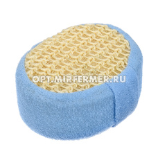 Мочалка из сизаля, объемная, овальная с хлопком цветн./20