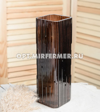Ваза Квадро большая стекло h30 d10,5см браун /4