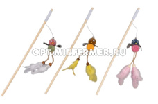 Игрушка дразнилка Птичка с перьями и колокол 17/5*2,8см арт.2026-0904 1/1/ЧД