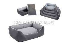 Лежанка прямоуг. 77*51*21 №2 Оксфорд с подушкой серый 1/1