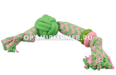 Игрушка текстиль Мяч на веревке 36см плетеная с пищалкой арт.2026-0756 1/1/ЧД