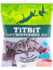 Лакомства д/кошек Хрустящие подушечки с паштетом из утки 30г Тит Бит 5/45