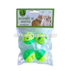 Игрушка пластик Шарики 4шт d3,5см с колокольчиком арт.31019-0164 1/1 ЧД