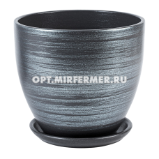Галактика 3 горшок с поддоном, 1,4л, d15, h13см, высокий овал, графит