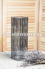 Ваза Квадро малая стекло h25,5 d8,6см графит