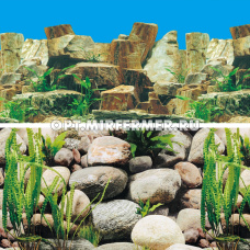 Фон д/аквариума двухстор. 40*80см Каменное многоцветье/Русло реки 1/1/Амма