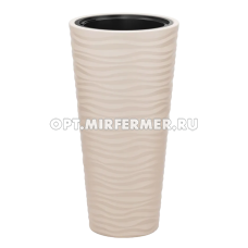 Оазис кашпо со вставкой, 5/25л, h57,5, d29см, морозостойкий, светло-бежевый
