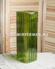 Ваза Квадро малая стекло h25,5 d8,6см олива