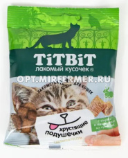 Лакомства д/кошек Хрустящие подушечки с сыром и пашт из кролика 30г Тит Бит 1/10