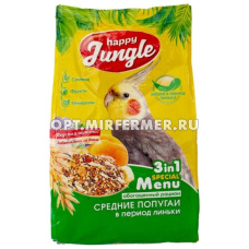 Корм д/попугаев средних при линьке 500г Happy Jungle (Хеппи Джангл)/18