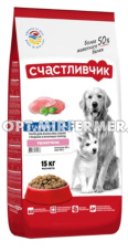 Корм д/собак 15кг Стандарт с телятиной Счастливчик