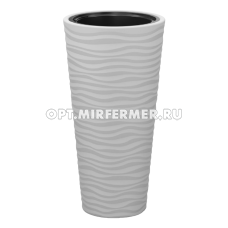 Оазис кашпо со вставкой, 13/63л, h77, d39см, морозостойкий, серый