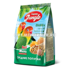 Корм д/попугаев средних Happy Jungle (Хеппи Джангл) 500г
